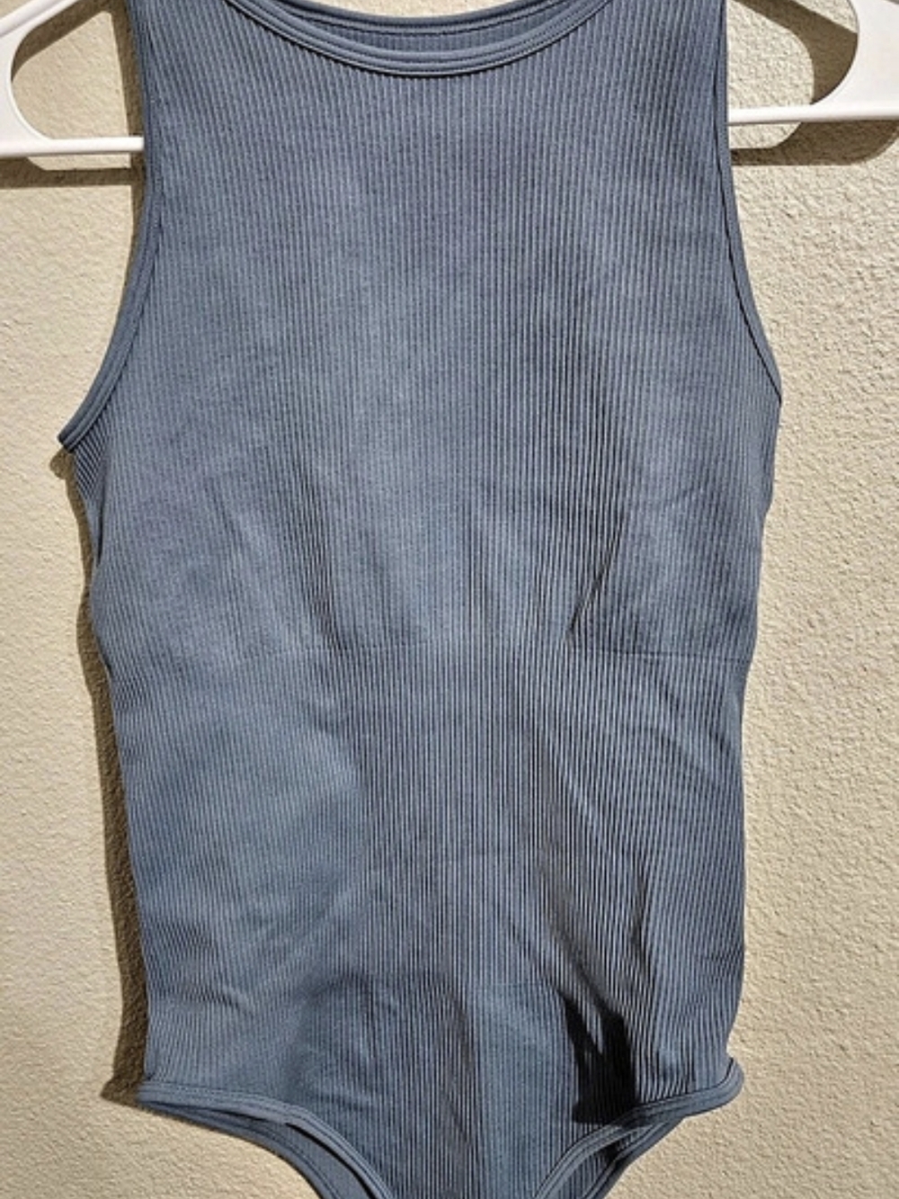 OQQ Ribbed Bodysuit in Dusty Blue Size Medium Like New